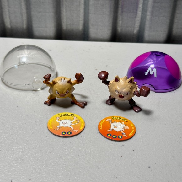 Tomy Other - 1997 POKEMON Tomy Monster Collection Mankey #56 Primeape #57 Poke Ball Discs NM